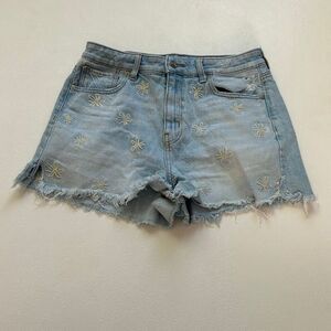 American Eagle Daisy Embroidered Denim Shorts Size 4